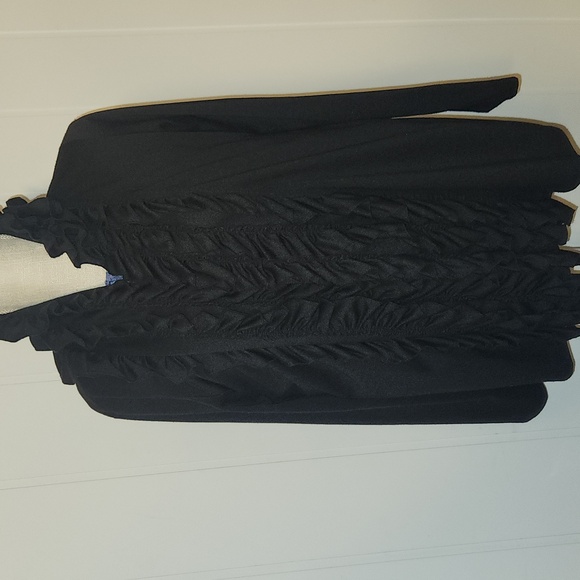 Y2K black jersey knit ruffle Victorian whimsigoth long cardigan sweater - Picture 3 of 10